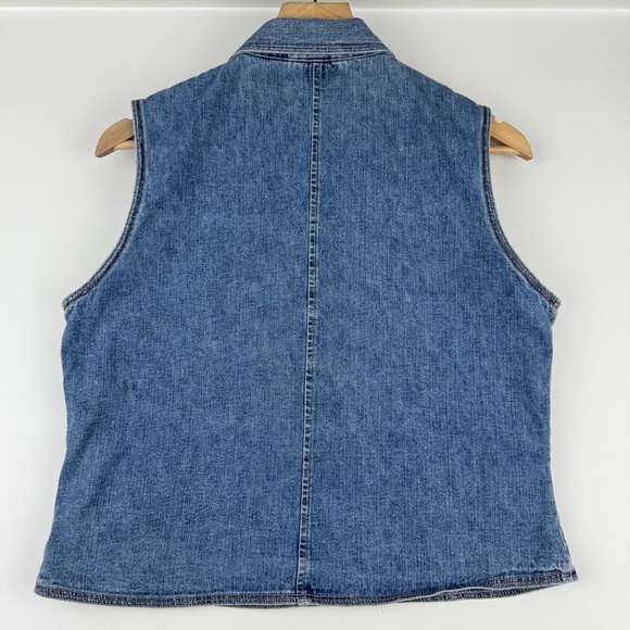 Vintage 90s Paul Harris Denim Women’s Medium Sleeveless Button-Up Jean Vest - Picture 2 of 5